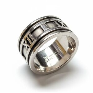 Tiffany & Co. Atlas 1995 Roman Numeral Ring In Sterling Silver In Wide Size 8